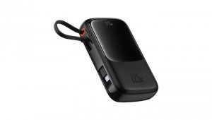 Powerbank Baseus Qpow Pro+ 10000mAh 22.5W z wbudowanym kablem USB-C i wyświetlaczem - czarny