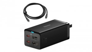 Ładowarka sieciowa GaN5 Baseus CCGP110201 HUB HDMI 2x USB-C / USB-A / HDMI 4K 30Hz 1,5m - czarna + k
