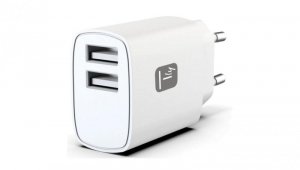 Sieciowa ładowarka 2x usb-a 5v 2.4a 12w max. biała IPW-USB-12W2A