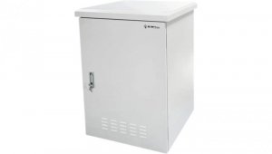 Szafa wisząca RACK 19 12U 600x600mm zewnętrzna hermetyczna drzwi pełne z zamkiem szara IP55 ALANTEC