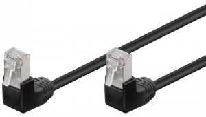 CAT 5e Kabel łączący 2x 90 pod kątem,F/UTP, Czarny - Długość kabla 0.5 m