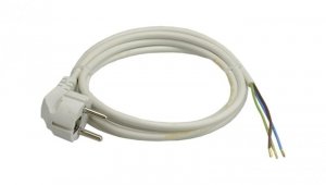 Przewód zasilający OMY 3x1,5mm2 z wtyczką kątową 2P+Z Uni-Schuko biały 1,5m