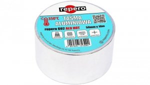 Taśma aluminiowa do kominka o wysokiej odporności termicznej (do +350C) REPERO 602 ALU HOT 50mm/10m