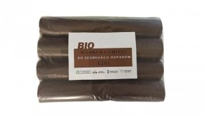 Worki na śmieci brązowe 120l do segregacji odpadów nadruk BIO op. 100szt.