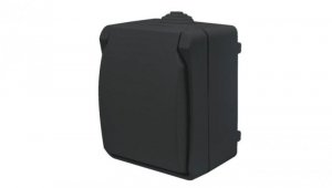 Gniazdo pojedyncze z uziemieniem natynkowe z klapką Aqua Plus IP54 antracyt / 40333