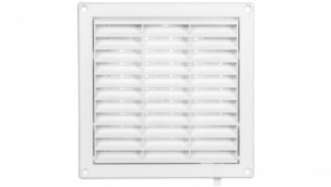 Kratka wentylacyjna 130x130mm fi 125mm biała żaluzja+sznurek T34