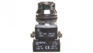 Przycisk sterowniczy 30mm zielony z samopowrotem z podświetleniem 2Z 24V W0-NEF30-KL 2X Z