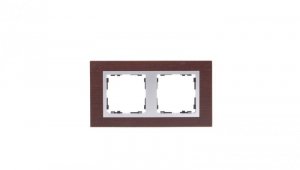 Simon 82 Ramka podwójna pozioma drewniana wenge/ ramka pośrednia aluminium mat 82927-65