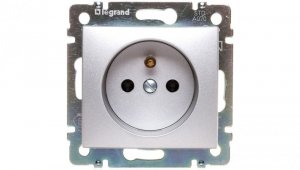 VALENA Gniazdo pojedyncze 2P+Z z przesłonami 16A IP20 aluminium 770197