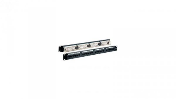 Patch Panel UTP CaT6 24 porty RJ45, 1U, czarny