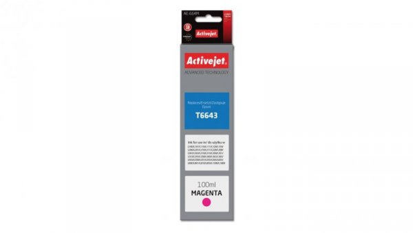 Tusz Activejet AE-664M (zamiennik Epson T6643 Supreme 100 ml czerwony)