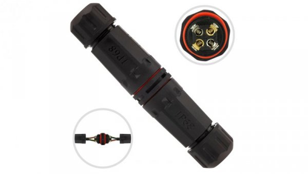 Mufa hermetyczna z dławikami 4x4mm2 IP68 PA66 250V prosta czarna NEKU