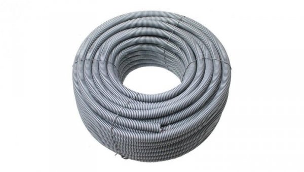 Rura karbowana z pilotem 25mm szary PVC PIL/50 M/320N 25/19 peszel 50mb (ROLKA) Elektroplast Stróża