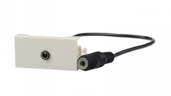 Gniazdo mini Jack 3,5mm z przewodem 20cm moduł 1M 22,5x45 biały Mediabox