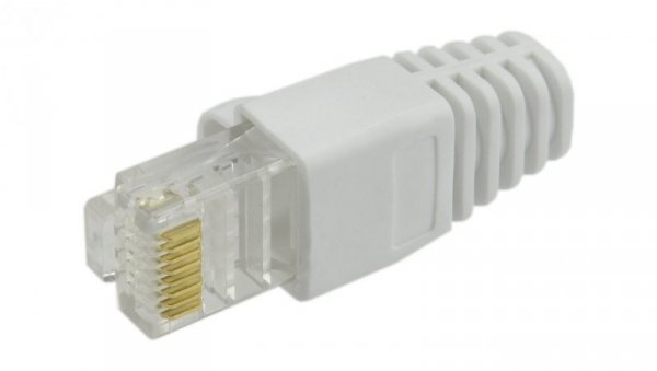 Gumowa osłonka wtyku RJ45 biała WORECZEK 100szt.