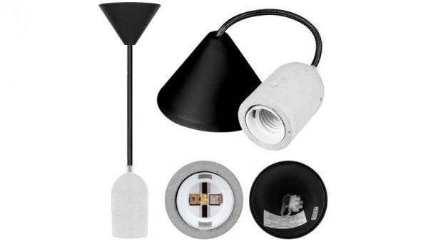 Lampa wisząca zwis sufitowy E27 betonowa czarna
