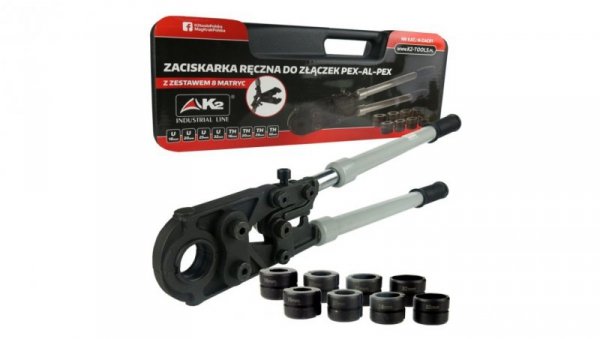 Zaciskarka ręczna do złączek PEX-AL-PEX z zestawem 8 matryc (TH + U)