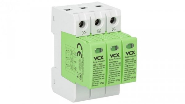 Ochronnik przepięć fotowoltaiczny DC klasy T1T2 (B+C) 3P 1200V 12,5kA GREEN