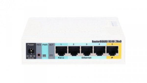 Router WiFi 2,4GHz, 5x RJ45 100Mb/s, 1x USB MikroTik RB951Ui-2HnD