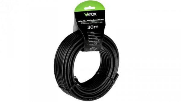 Przewód koncentryczny 1.02 Cu + 32x0.12mm Cu CC1-30GEL czarny Vayox 30m