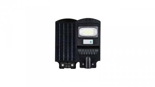 LAMPA ULICZNA SOLARNA 30W 4000K Czarna czujnik mikrofalowy