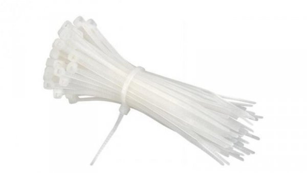 Opaski kablowe zaciskowe 2,5mm/100mm białe 100szt