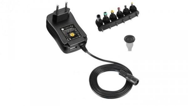 Zasilacz uniwersalny 230V 27W/2.25A 3-12V 6 wtyków DC i USB IPW-NTS2250G2