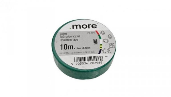 Taśma izolacyjna 15mm x 0,13mm KOLOR MIX 10m 1szt