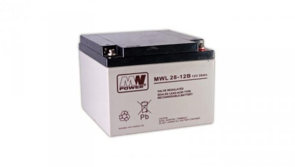 MWL 28-12B Akumulator AGM 12V 28Ah 10-12lat żywotności MW Power