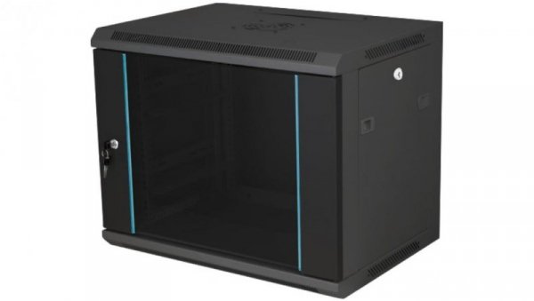 Szafka rack wisząca 19 18U 600x450, niedzielona, drzwi szklane jednoskrzydłowe, tył osłona pełna, SW-18U-600-450-N-DSJ-OP-RP-F-C