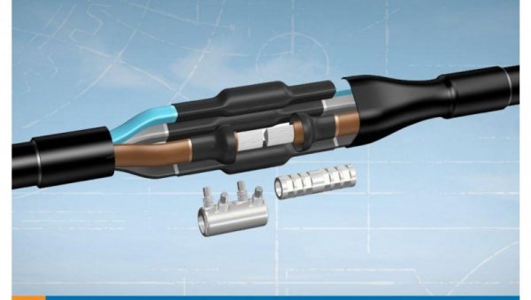 Mufa przelotowa 1kV dla kabla 4-żyłowego ze złączkami śrubowymi LJSB-4X16-35-PL03 - TE Raychem