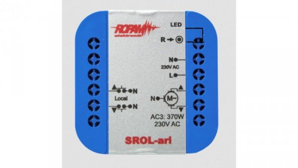 ROPAM SROL-ari bezprzewodowy, douszkowy sterownik rolety 230VAC, amperometryka, status rolety w aplikacji i panelu dotykowym (-I