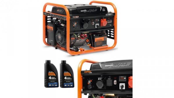 ZESTAW AGREGAT PRĄDOTWÓRCZY DAEWOO GDA 7500DPE-3 6.0kW + 2x ENERATOR OIL SAE 10W-30 DWO 600