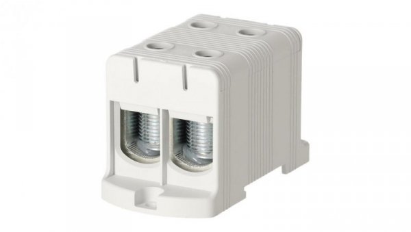Blok rozdzielczy odgałęźny 2-polowy Al/Cu 35-150mm2 (max. 150mm2) na szynę TH35 szary FJ-E150/2 HEDO