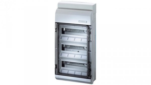 Rozdzielnica natynkowa hermetyczna 3x12 modułów IP54 295x583x129mm plastikowa drzwi transparentne HENSEL