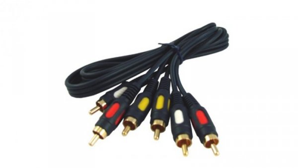 Kabel 3*RCA łezka 0,8m -