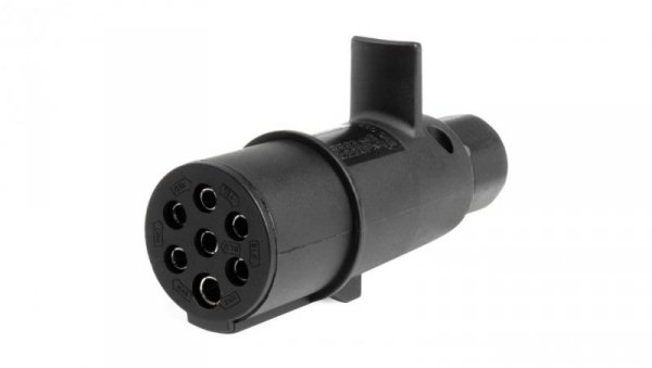 Wtyczka naczepowa typu N (czarna) 7-pin 24V plastikowa na kabel AMIO