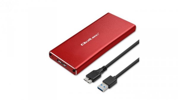 Qoltec Aluminiowa Obudowa Kieszeń na dysk M.2 SSD SATA NGFF USB 3.0 Super speed 5Gb/s 2TB Czerwony