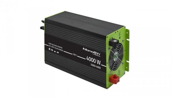 Qoltec Przetwornica solarna Monolith 3w1 z funkcją ładowania AC MPPT UPS ATS 2000W 4000W 12V na 230V Czysty Sinus
