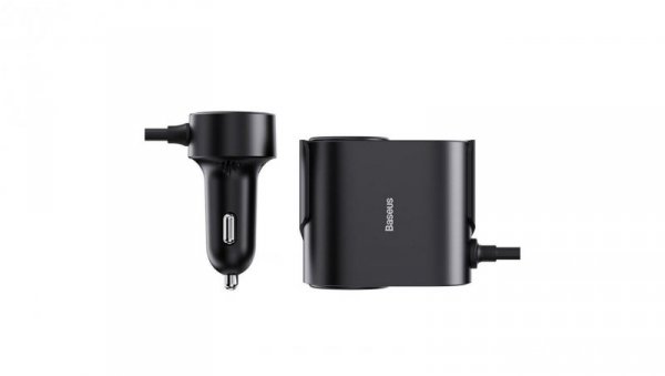 Adapter Baseus High Efficiency Pro 2x gniazdo zapalniczki z ładowarką USB-A USB-C 30W - czarny