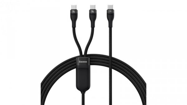 Baseus Flash Series Ⅱ kabel do szybkiego ładowania 2w1 USB-C - 2xUSB-C 100W 1.5m czarny