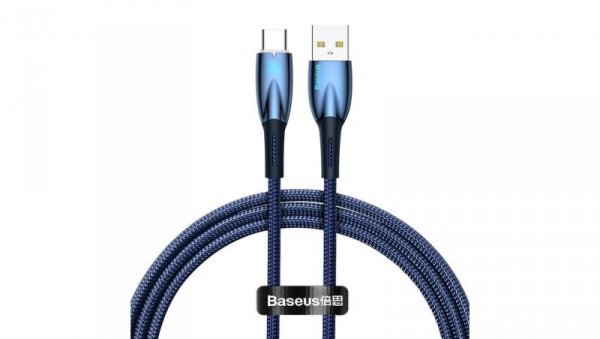 Baseus Glimmer Series kabel do szybkiego ładowania USB-A - USB-C 100W 480Mb/s 1m niebieski