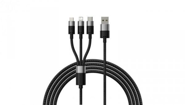 Kabel 3w1 USB - micro USB / Lightning / USB C 3.5A 1.2m Baseus StarSpeed - czarny