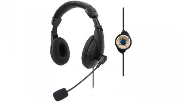 Zamknięte słuchawki USB stereo z mikrofonem, regulacja audio 179843 /1.5 m/