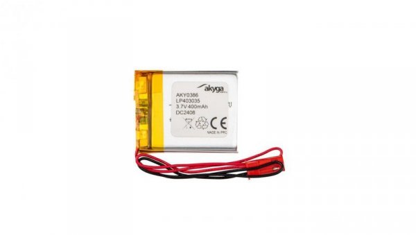 Akumulator litowo-polimerowy Akyga AKY0386 LP403035 Li-Po 3.7V/400mAh PCM złącze JST 2.54 2Pin 150mm