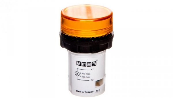 Lampka sygnalizacyjna MB z LED, monoblok, 230V AC, płaski klosz, żółta T0-MBSD220S