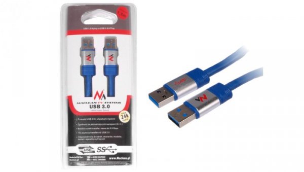 Przewód, kabel USB 3.0 AM - AM 1.8m Maclean MCTV-606 blister MCTV-606