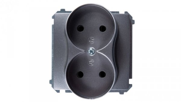 Simon Basic Gniazdo podwójne b/u 16A IP20 stal inox BMG2M.01/21