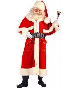 Długi płaszcz i czapka Świętego Mikołaja Deluxe