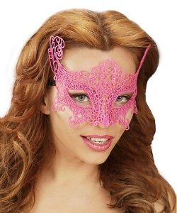 Maska wenecka - Koronka Pink Neon